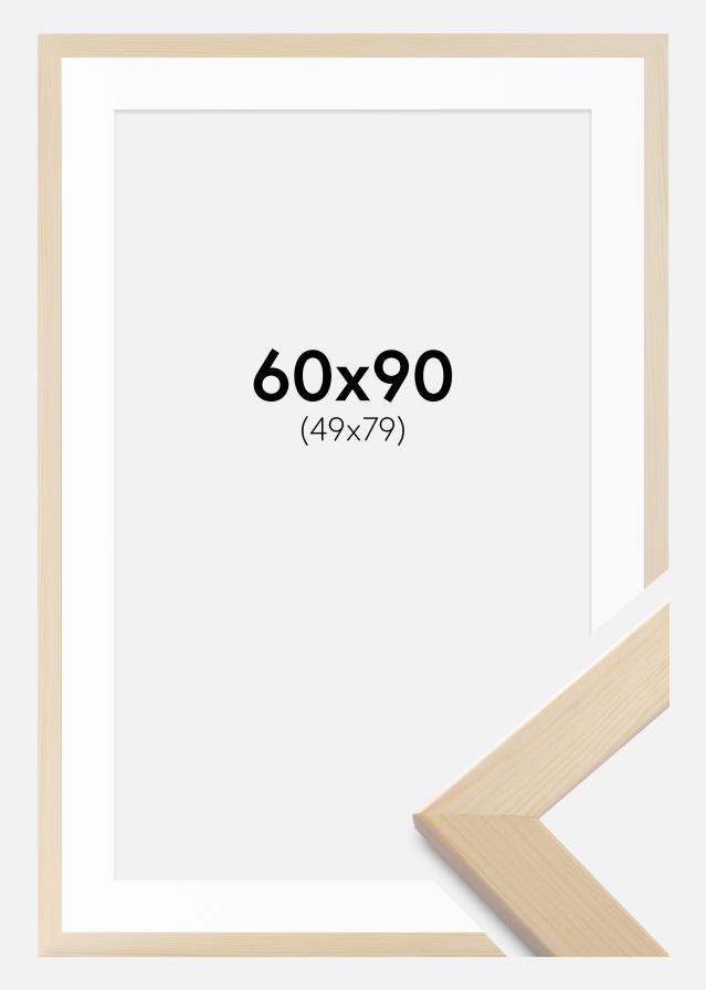 Ram med passepartou Rahmen Trendline Natur 60x90 cm - Passepartout Weiß 50x80 cm