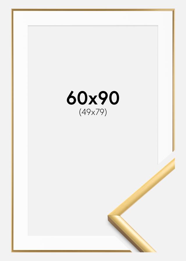 Ram med passepartou Rahmen New Lifestyle Gold 60x90 cm - Passepartout Weiß 50x80 cm