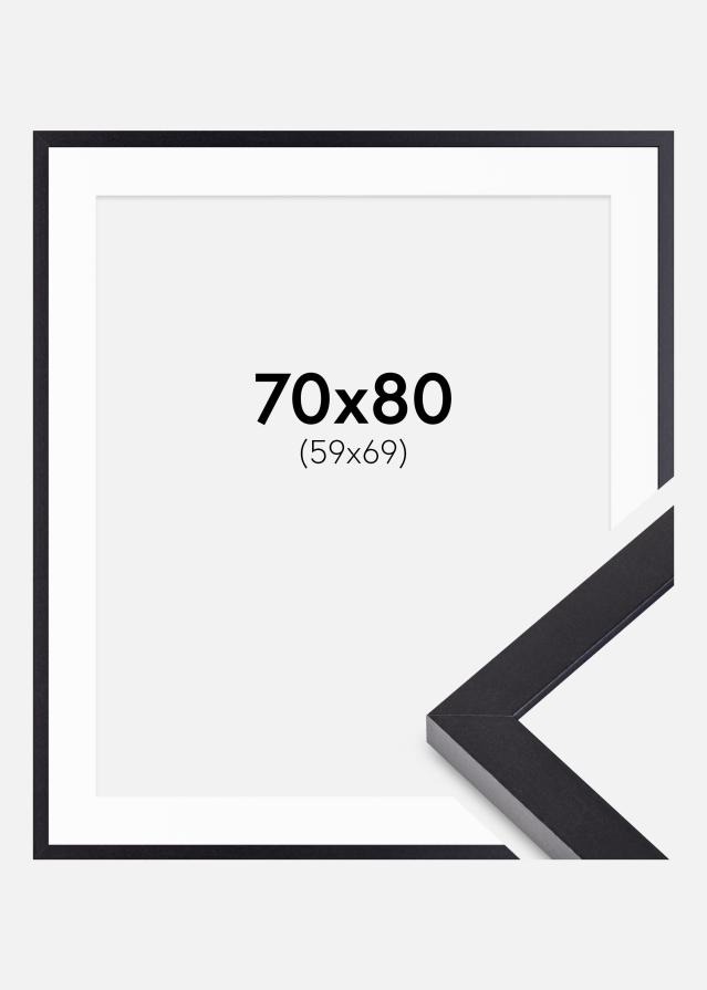 Ram med passepartou Rahmen Selection Schwarz 70x80 cm - Passepartout Weiß 60x70 cm