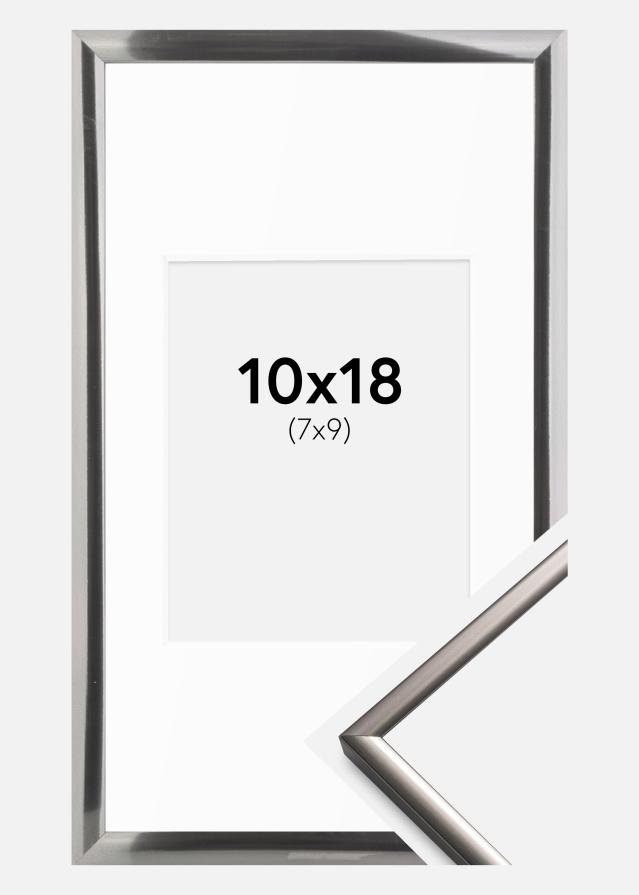 Ram med passepartou Rahmen New Lifestyle Stahl 10x18 cm - Passepartout Weiß 8x10 cm