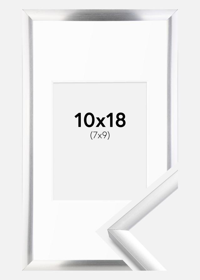 Ram med passepartou Rahmen New Lifestyle Silber 10x18 cm - Passepartout Weiß 8x10 cm