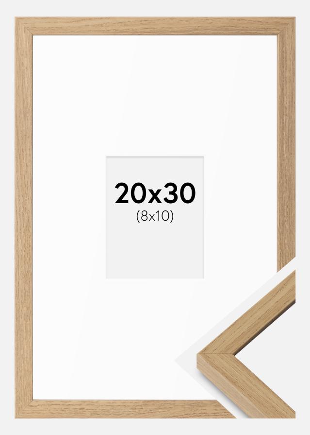Ram med passepartou Rahmen Ares Massiv Eiche 20x30 cm - Passepartout Weiß 9x11 cm