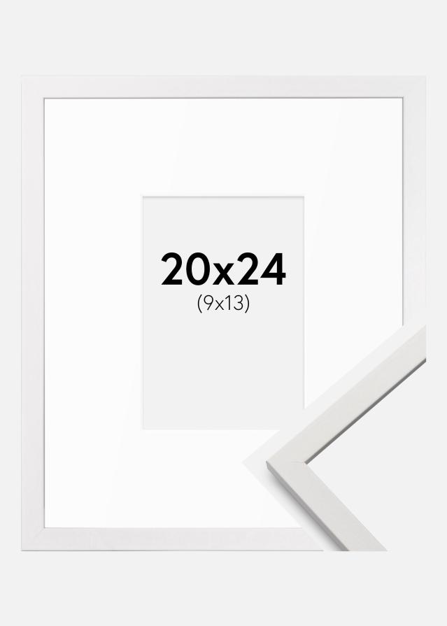 Ram med passepartou Rahmen Edsbyn Weiß 20x24 cm - Passepartout Weiß 10x14 cm
