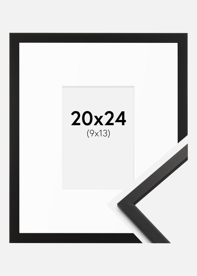 Ram med passepartou Rahmen Edsbyn Schwarz 20x24 cm - Passepartout Weiß 10x14 cm