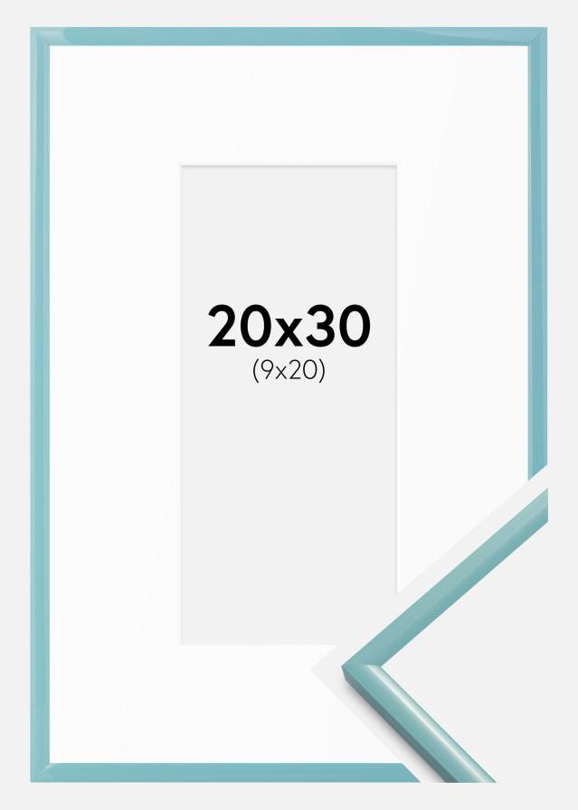 Ram med passepartou Rahmen New Lifestyle Türkis 20x30 cm - Passepartout Weiß 10x21 cm