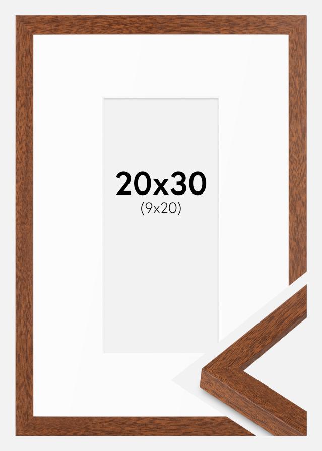 Ram med passepartou Rahmen Modern heiß braun 20x30 cm - Passepartout Weiß 10x21 cm