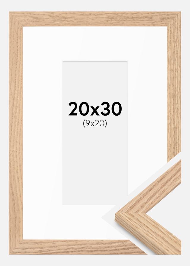 Ram med passepartou Rahmen Tidlös Massiv Eiche 20x30 cm - Passepartout Weiß 10x21 cm