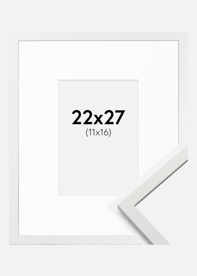 Ram med passepartou Rahmen Edsbyn Weiß 22x27 cm - Passepartout Weiß 12x17 cm