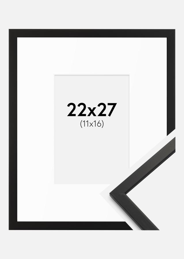 Ram med passepartou Rahmen Edsbyn Schwarz 22x27 cm - Passepartout Weiß 12x17 cm