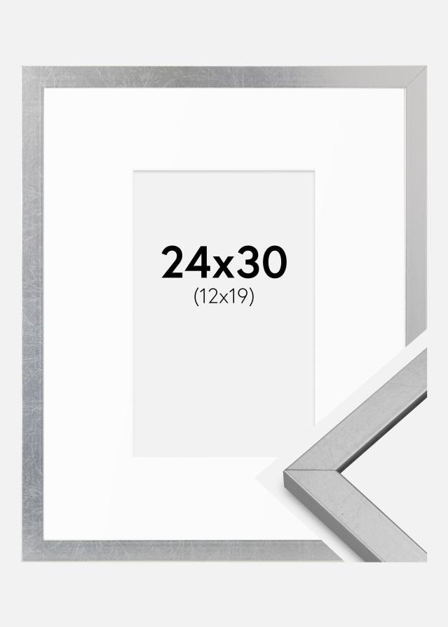 Ram med passepartou Rahmen Minerva Silber 24x30 cm - Passepartout Weiß 13x20 cm