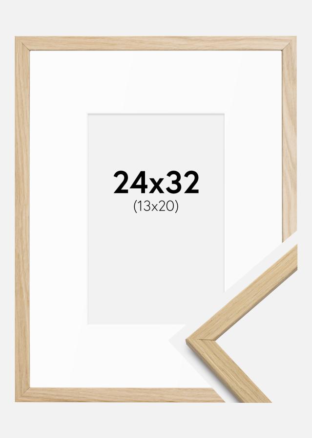 Ram med passepartou Rahmen Edsbyn Eiche 24x32 cm - Passepartout Weiß 14x21 cm