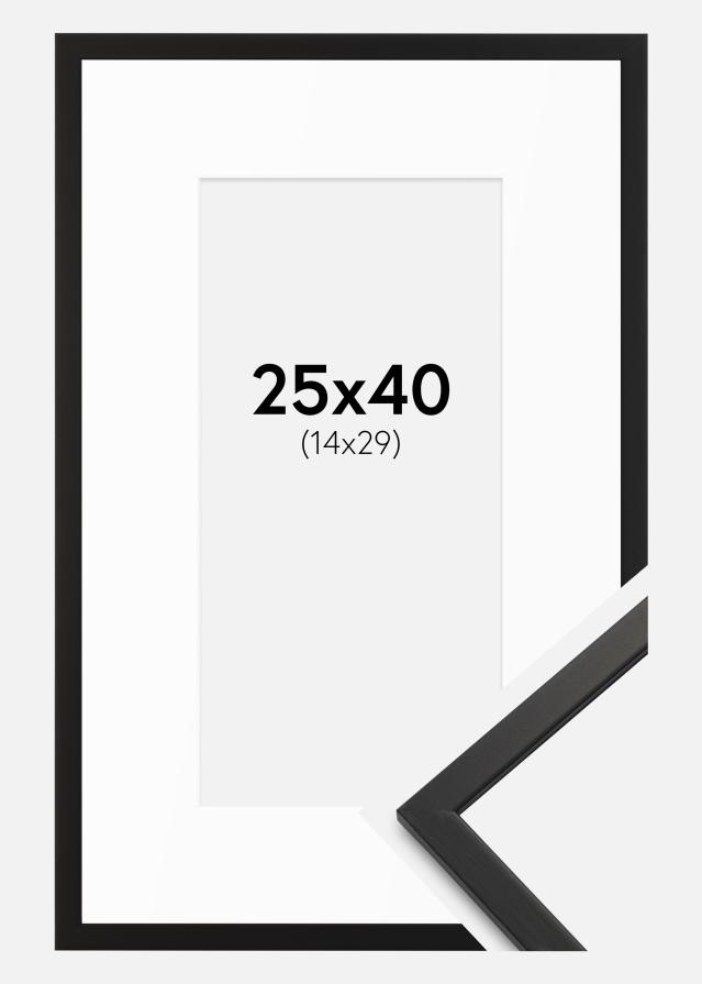 Ram med passepartou Rahmen Edsbyn Schwarz 25x40 cm - Passepartout Weiß 15x30 cm