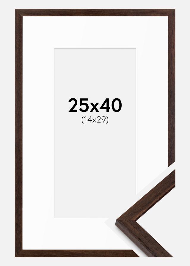 Ram med passepartou Rahmen Edsbyn Walnuss 25x40 cm - Passepartout Weiß 15x30 cm