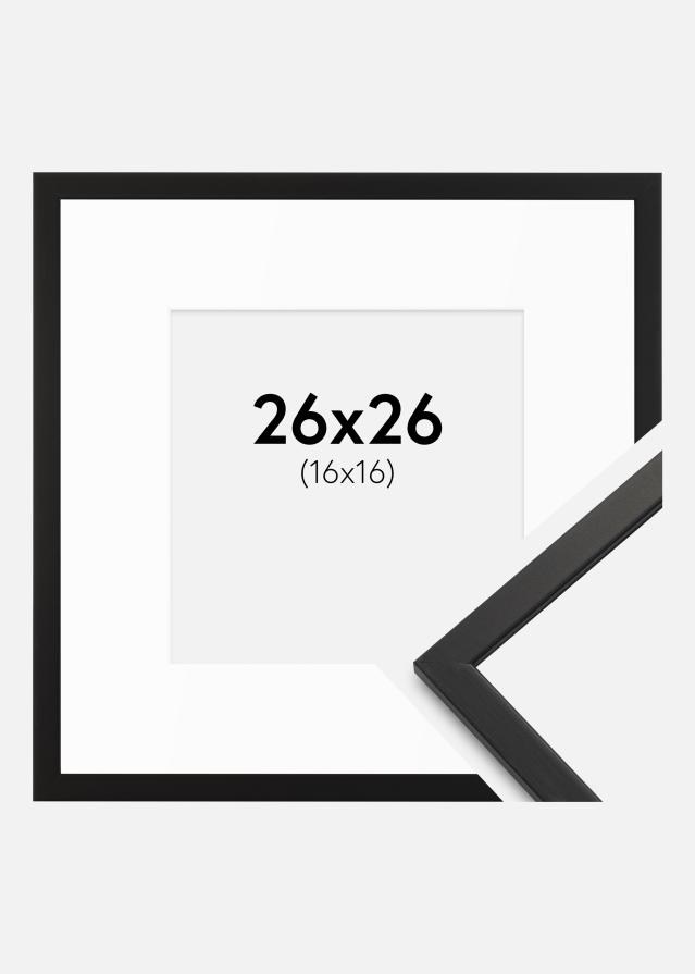 Ram med passepartou Rahmen Edsbyn Schwarz 26x26 cm - Passepartout Weiß 17x17 cm