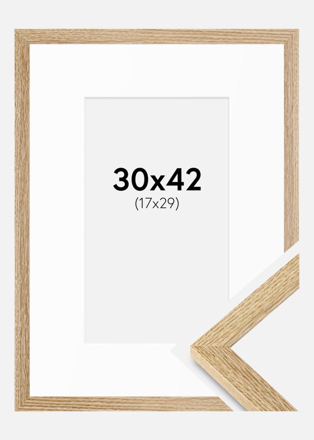 Ram med passepartou Rahmen Selection Eiche 30x42 cm - Passepartout Weiß 18x30 cm