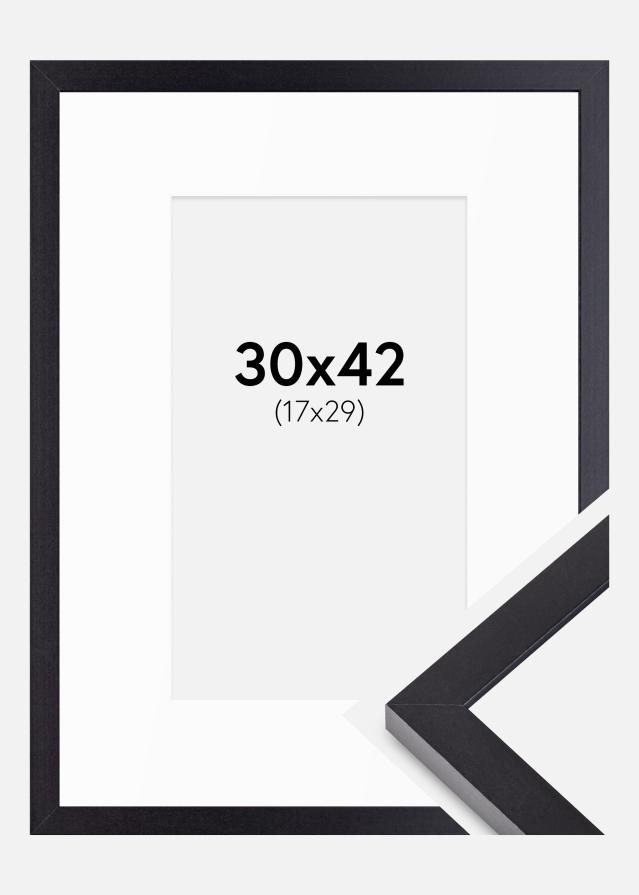Ram med passepartou Rahmen Selection Schwarz 30x42 cm - Passepartout Weiß 18x30 cm