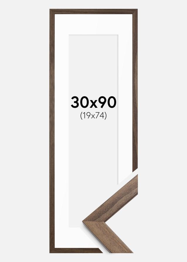 Ram med passepartou Rahmen Stilren Walnuss 30x90 cm - Passepartout Weiß 20x75 cm