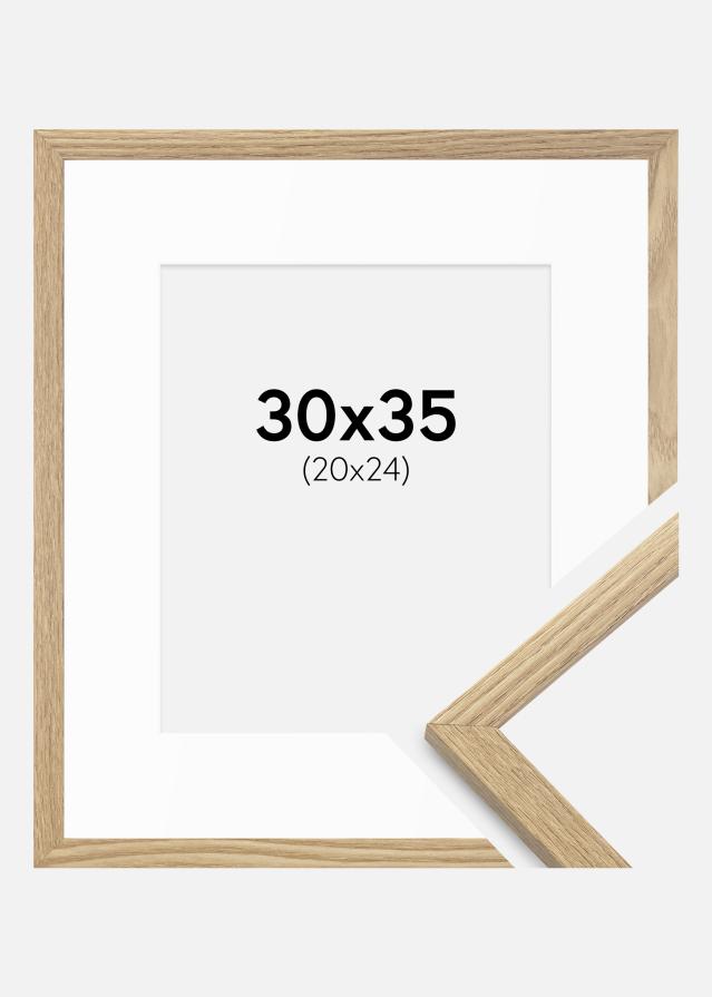Ram med passepartou Rahmen Trendy Eiche 30x35 cm - Passepartout Weiß 21x25 cm