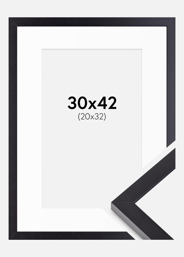 Ram med passepartou Rahmen Selection Schwarz 30x42 cm - Passepartout Weiß 21x33 cm