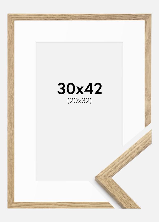 Ram med passepartou Rahmen Trendy Eiche 30x42 cm - Passepartout Weiß 21x33 cm