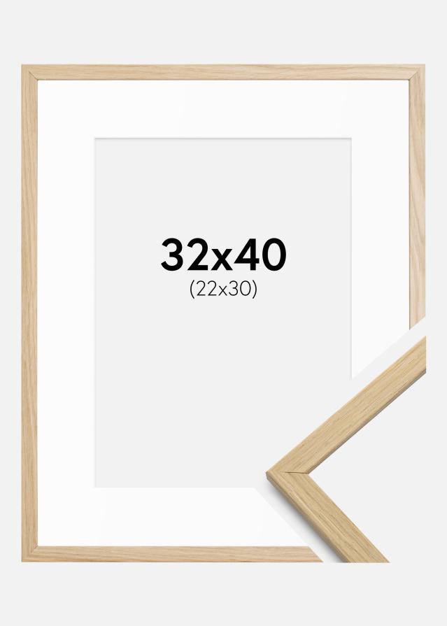 Ram med passepartou Rahmen Edsbyn Eiche 32x40 cm - Passepartout Weiß 23x31 cm
