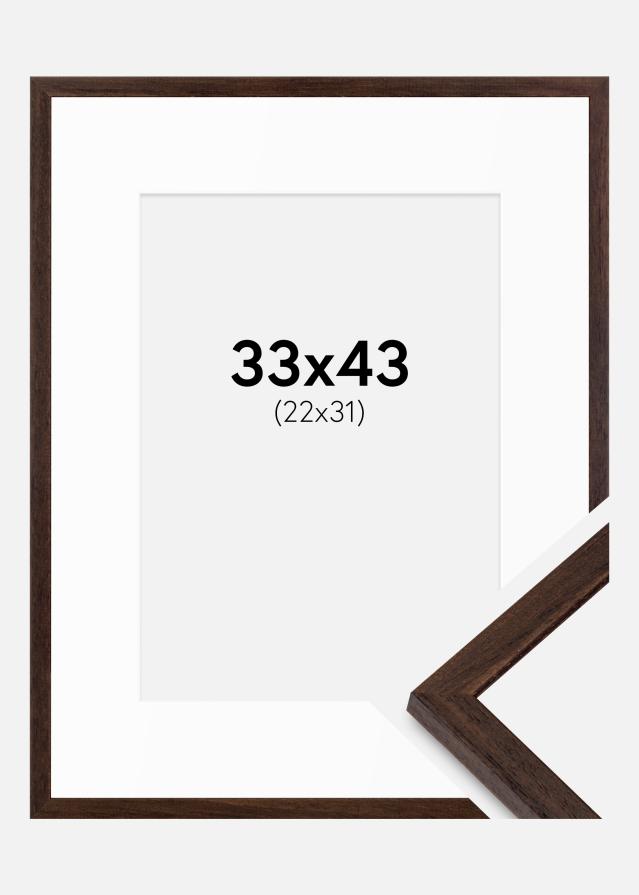 Ram med passepartou Rahmen Edsbyn Walnuss 33x43 cm - Passepartout Weiß 23x32 cm