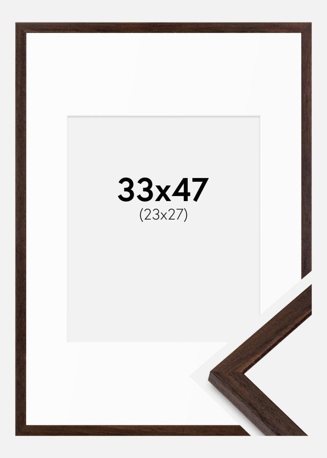 Ram med passepartou Rahmen Edsbyn Walnuss 33x47 cm - Passepartout Weiß 24x28 cm