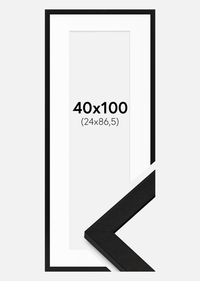 Ram med passepartou Rahmen BGA Classic Schwarz 40x100 cm - Passepartout Weiß 25x87,5 cm