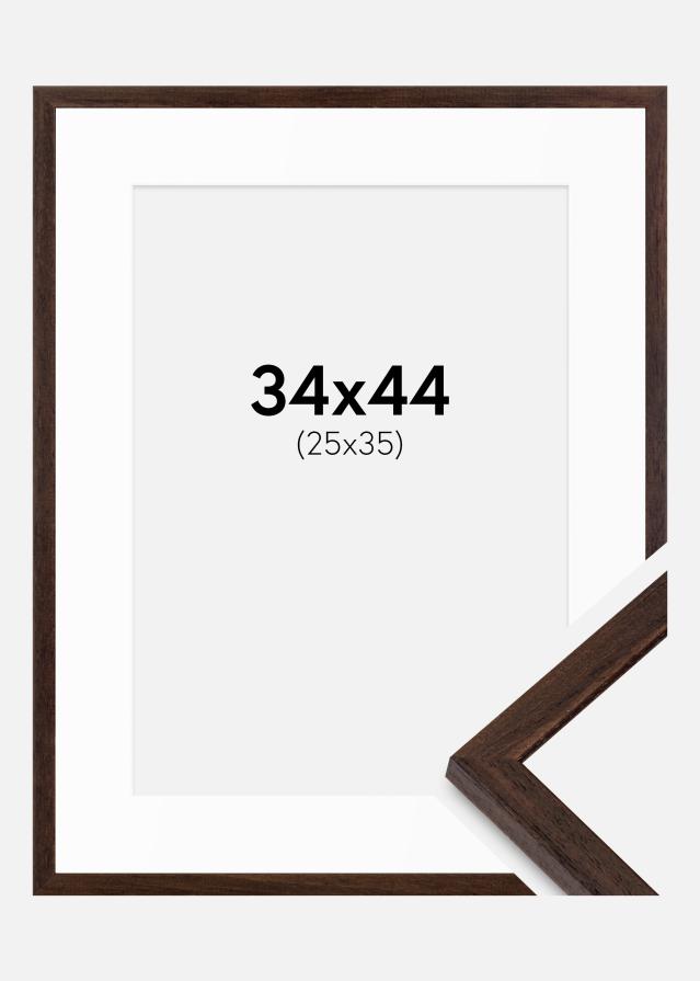 Ram med passepartou Rahmen Edsbyn Walnuss 34x44 cm - Passepartout Weiß 26x36 cm