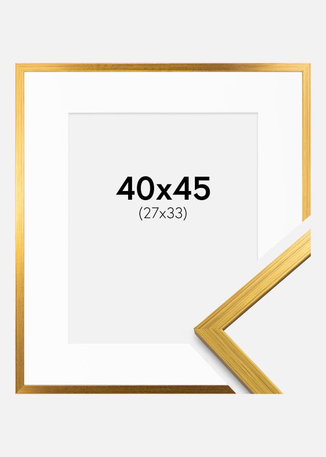 Ram med passepartou Rahmen Edsbyn Gold 40x45 cm - Passepartout Weiß 28x34 cm