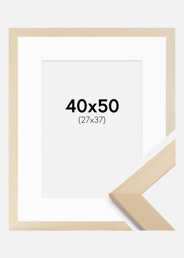 Ram med passepartou Rahmen Trendline Natur 40x50 cm - Passepartout Weiß 28x38 cm