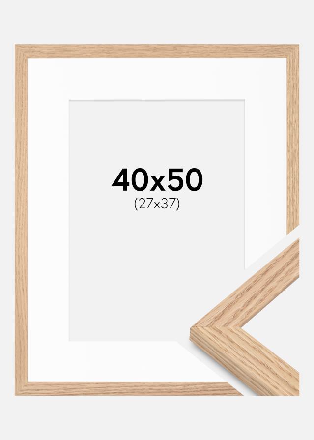 Ram med passepartou Rahmen Tidlös Massiv Eiche 40x50 cm - Passepartout Weiß 28x38 cm