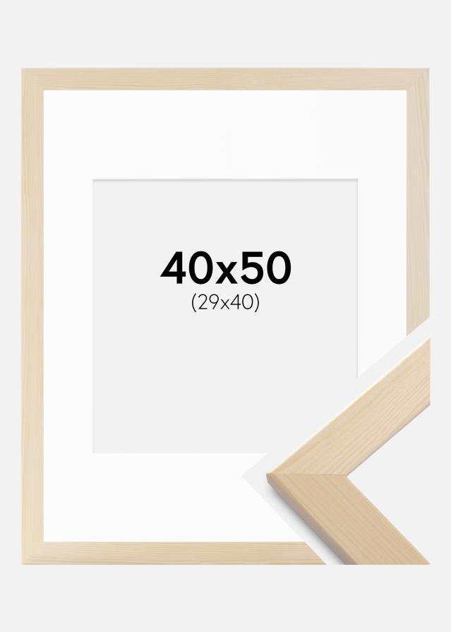 Ram med passepartou Rahmen Trendline Natur 40x50 cm - Passepartout Weiß 30x41 cm