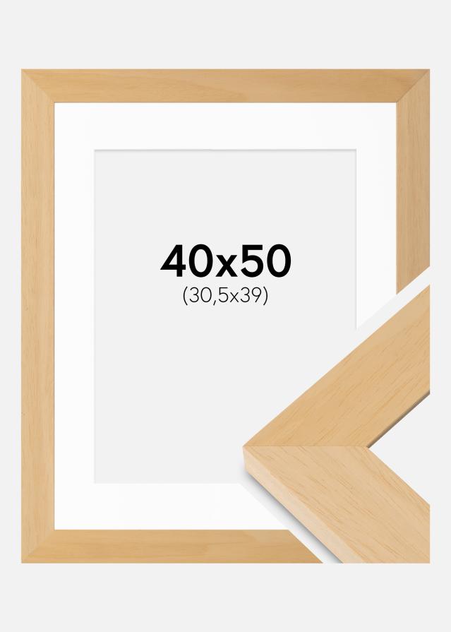 Ram med passepartou Rahmen Juno Holz 40x50 cm - Passepartout Weiß 31,5x40 cm