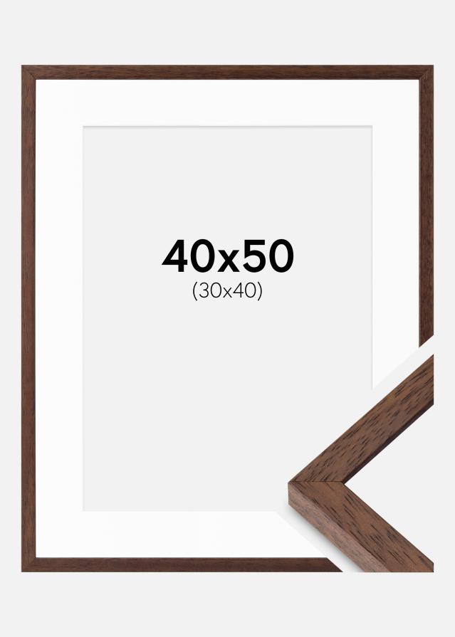 Ram med passepartou Rahmen Ares Teak 40x50 cm - Passepartout Weiß 31x41 cm