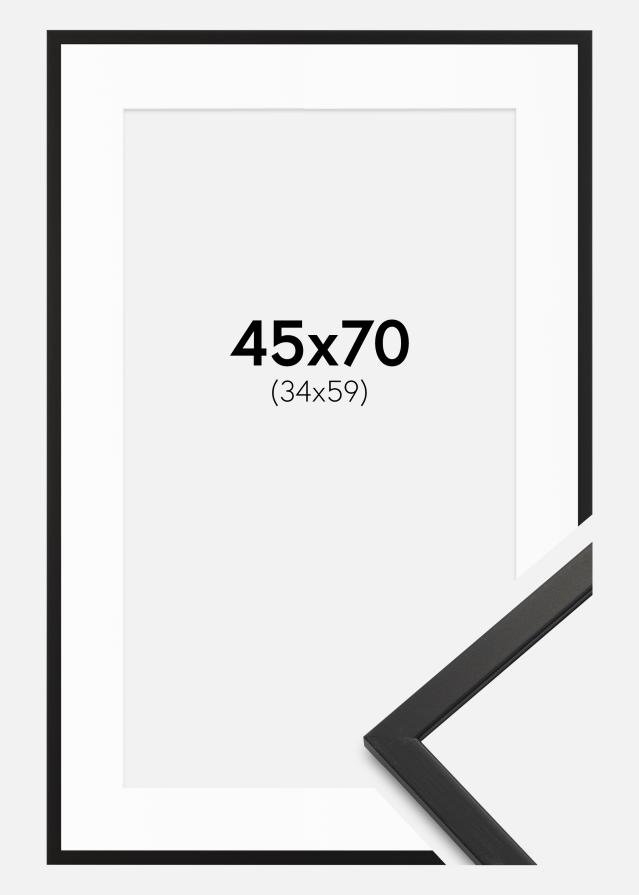 Ram med passepartou Rahmen Edsbyn Schwarz 45x70 cm - Passepartout Weiß 35x60 cm