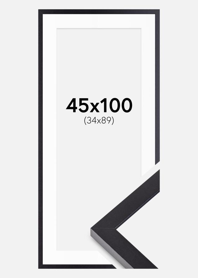 Ram med passepartou Rahmen Selection Schwarz 45x100 cm - Passepartout Weiß 35x90 cm