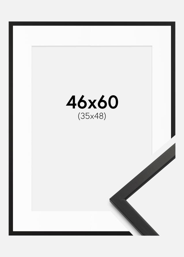 Ram med passepartou Rahmen Edsbyn Schwarz 46x60 cm - Passepartout Weiß 36x49 cm