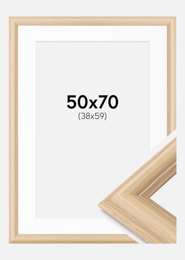 Ram med passepartou Rahmen Västkuste Eiche 50x70 cm - Passepartout Weiß 39x60 cm