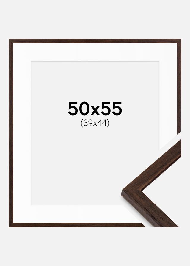 Ram med passepartou Rahmen Edsbyn Walnuss 50x55 cm - Passepartout Weiß 40x45 cm