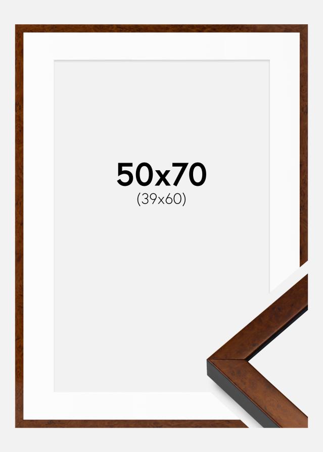 Ram med passepartou Rahmen Ares Walnuss 50x70 cm - Passepartout Weiß 40x61 cm