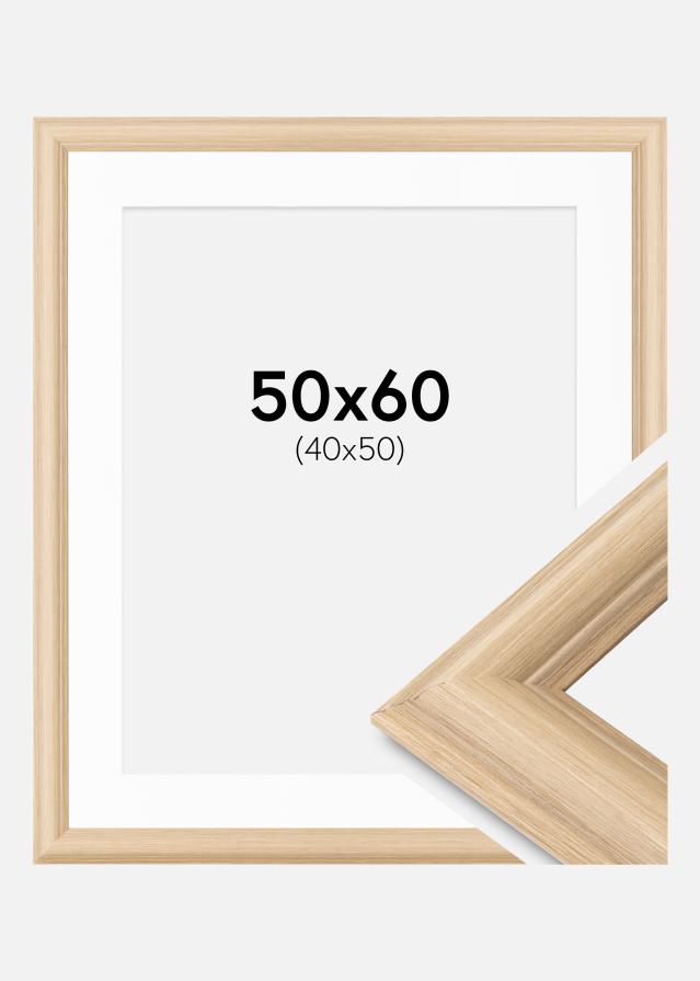 Ram med passepartou Rahmen Västkusten Eiche 50x60 cm - Passepartout Weiß 41x51 cm