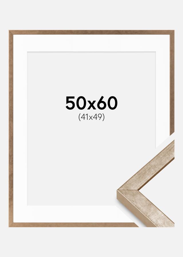 Ram med passepartou Rahmen Ares Messing 50x60 cm - Passepartout Weiß 42x50 cm