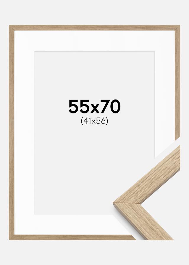 Ram med passepartou Rahmen Stilren Eiche 55x70 cm - Passepartout Weiß 42x57 cm