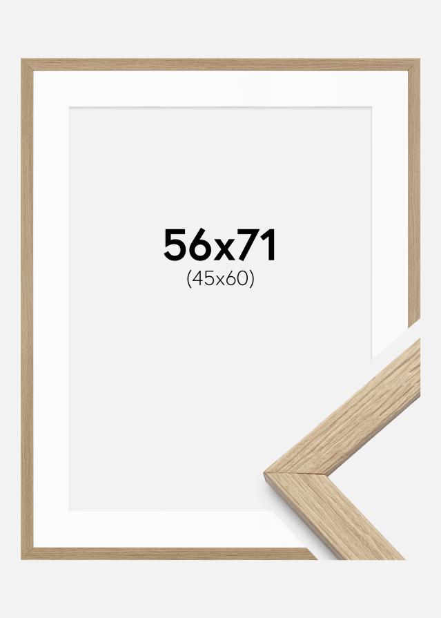Ram med passepartou Rahmen Stilren Eiche 56x71 cm - Passepartout Weiß 46x61 cm