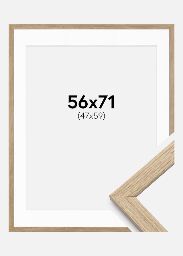 Ram med passepartou Rahmen Stilren Eiche 56x71 cm - Passepartout Weiß 48x60 cm