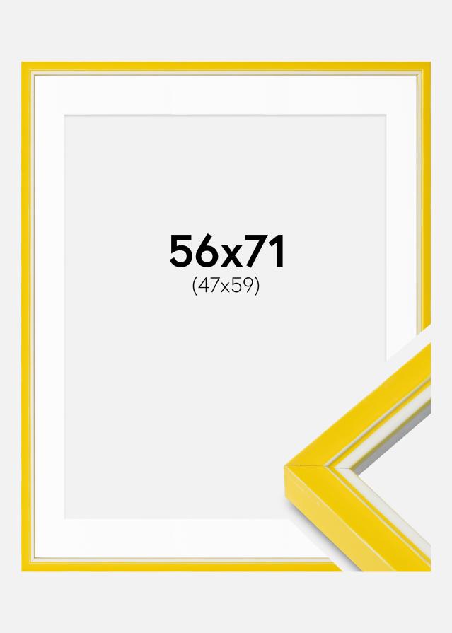 Ram med passepartou Rahmen Diana Gelb 56x71 cm - Passepartout Weiß 48x60 cm