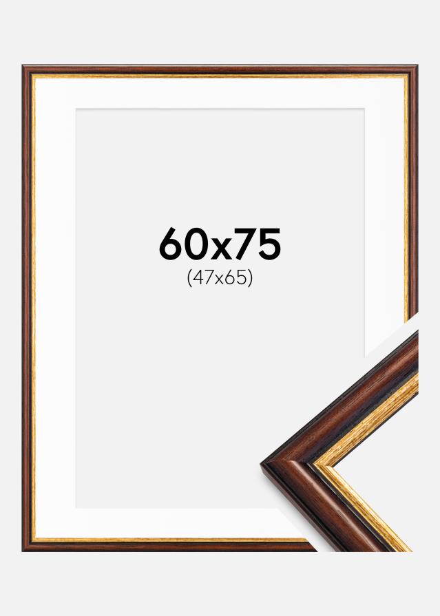 Ram med passepartou Rahmen Siljan Braun 60x75 cm - Passepartout Weiß 48x66 cm