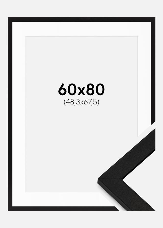 Ram med passepartou Rahmen BGA Classic Schwarz 60x80 cm - Passepartout Weiß 49,3x68,5 cm