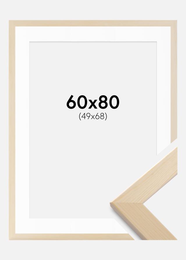 Ram med passepartou Rahmen Trendline Natur 60x80 cm - Passepartout Weiß 50x69 cm